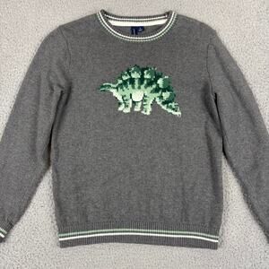 Janie and Jack Sweater Boys 10 Gray Dinosaur Stegosaurus Crewneck Knit Jurassic